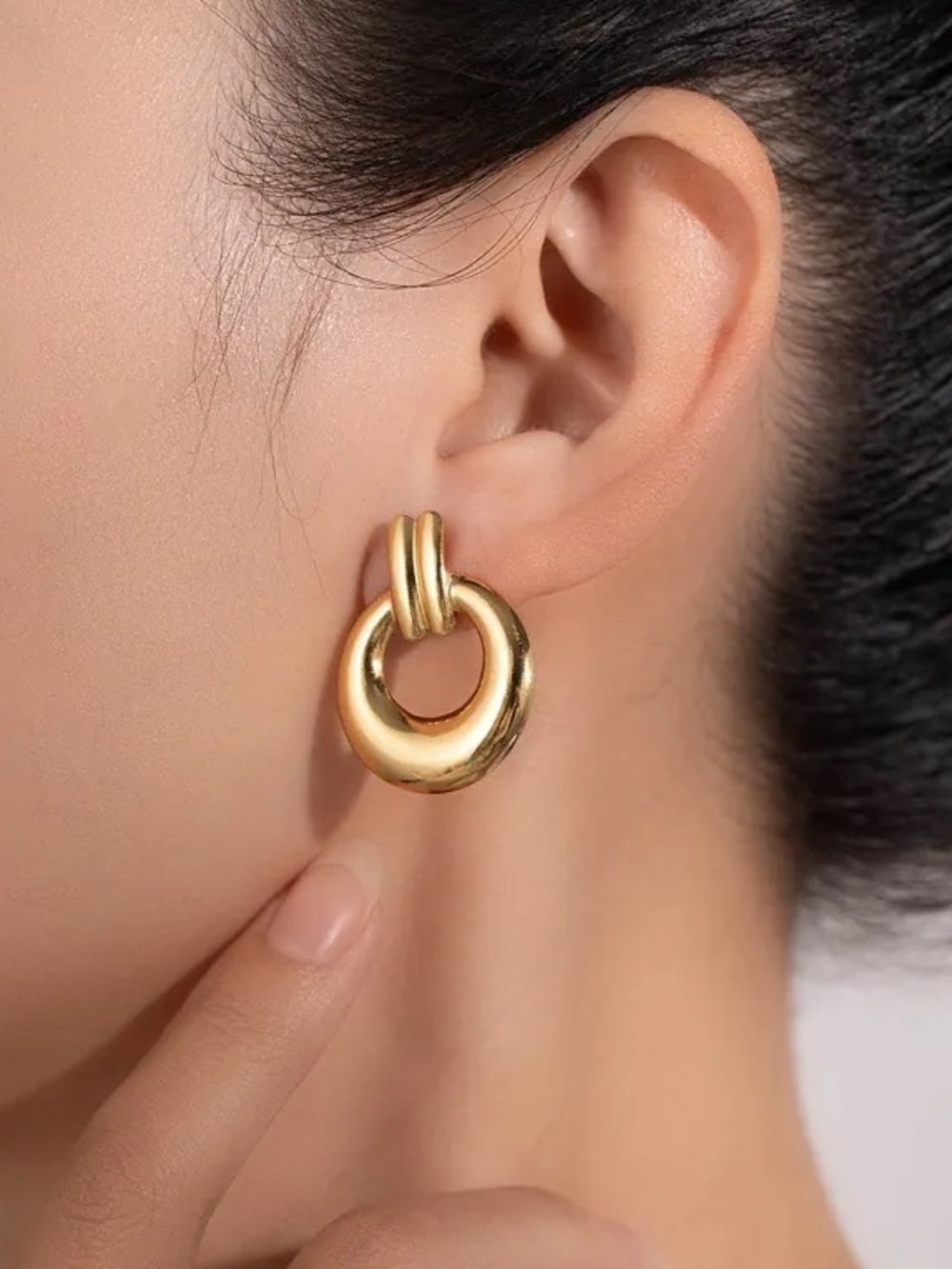 Classic Gold Loop Drop Earrings.